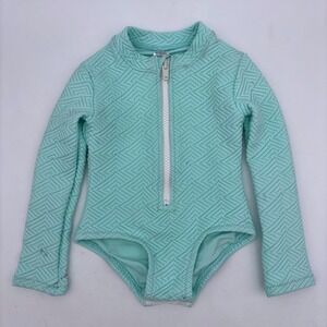 MINNY WET Little Girl Rash Guard Swimsuit Long Sleeve Toddler Mint One Piece 2T